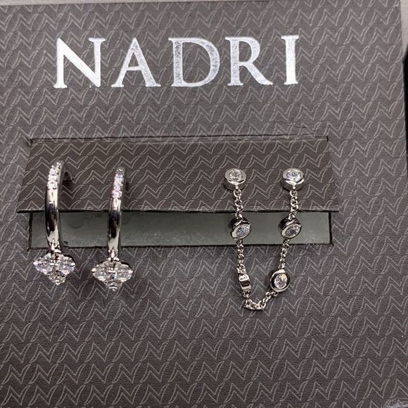 Silver-Tone PaveāSimulated DiamondĀ Hoop Earrings. - Picture 4 of 7